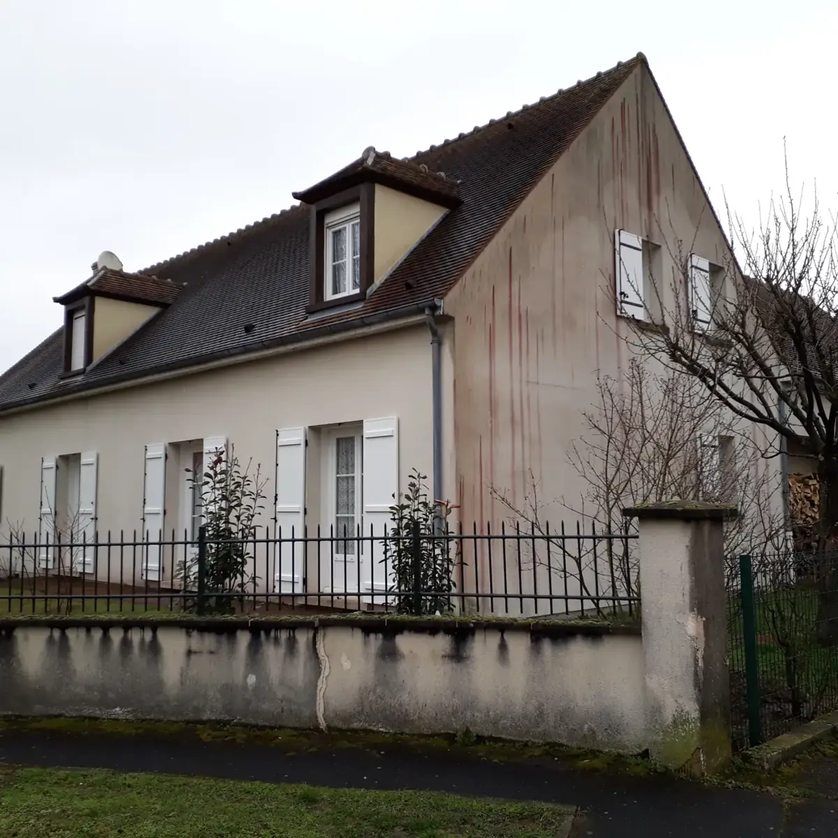Nettoyage de façade et de mur de clôture — avant travaux